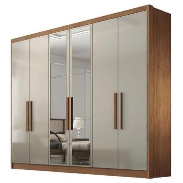 Imagem de Guarda Roupa Casal Linea 6 Portas 8 Gavetas Cumaru 25 Fendi com Nicho 
