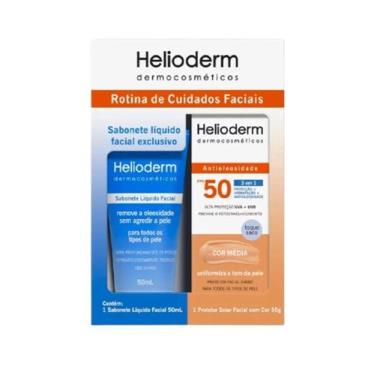 Imagem de Kit Sabonete Líquido + Protetor Solar Cor Média - Helioderm - Kley Her