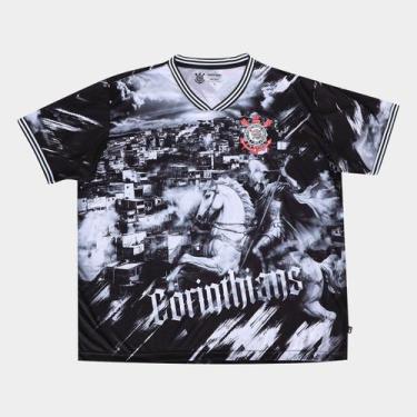 Imagem de Camiseta Corinthians Plus Size Quebrada Masculina - Surf Center, Preto