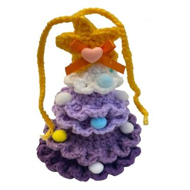 Imagem de Pingente colorido de sino de crochê tricotado à mão, lindo chaveiro de árvore de Natal, bolsa, espelho de carro, enfeite para pendurar na porta, presentes de decoração de festa festiva. (5)