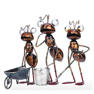 Imagem de U5GAAALPPQ9 Decoração de jardim, escultura de formiga, desenho animado de ferro com balde removível, acessórios de jardim, decoração de mesa, vaso de flores suculentas