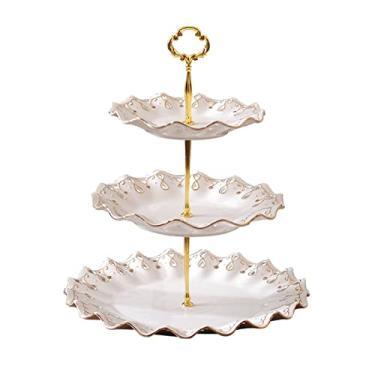 Imagem de Tigela de frutas, prato de frutas de três camadas, estilo chinês, vazado, criativo, fruteira, sala de estar, sala de jantar, cozinha, mesa, decoração, prato de doces, prato de frutas