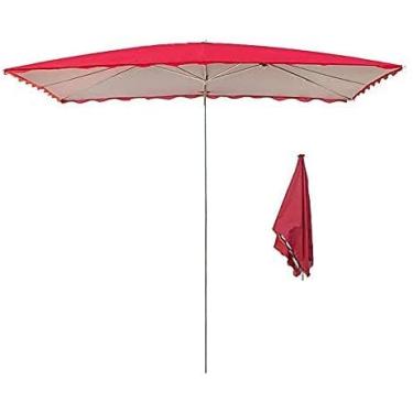 Imagem de HHHJQFAAT Guarda-sol grande ao ar livre com altura ajustável, dossel dobrável comercial, isolamento térmico, à prova de chuva, protetor solar, guarda-sol de jardim quadrado 3x2m (vermelho)