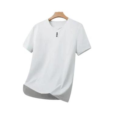 Imagem de Camiseta Masculina Casual De Negócios Com Decote Em V E Manga Curta, 3