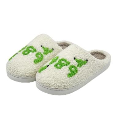Imagem de Pantufas numeradas para uso interno e masculino, de algodão macio, quente, para quarto, casa, com espuma de memória, aconchegante, outono, inverno, casa, ambientes internos e externos, Verde, 6.5-7.5