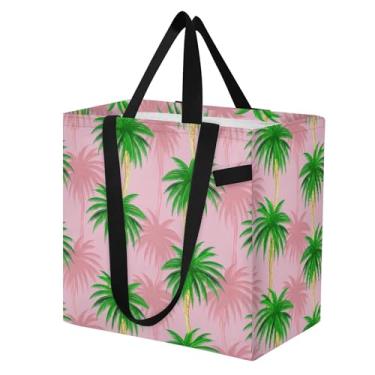 Imagem de SEHANY Sacola reutilizável de folhas de palmeira com alças reforçadas, bolsa de compras de lona dobrável à prova d'água de grande capacidade para viagem, cozinha, praia