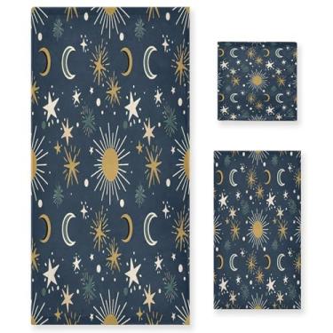 Imagem de xigua Conjunto de toalhas de banheiro de lua crescente absorvente macio 3 peças toalha de banho toalha de mão toalhas decorativas para banheiro, academia, hotel, praia, piscina