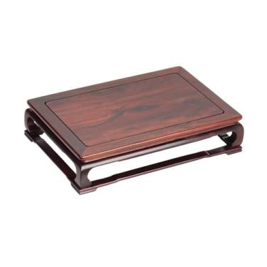 Imagem de Base de vaso retangular pedestal de bule de chá, suporte de vaso de madeira, decoração de bonsai para exibição oficial da casa (pequeno)