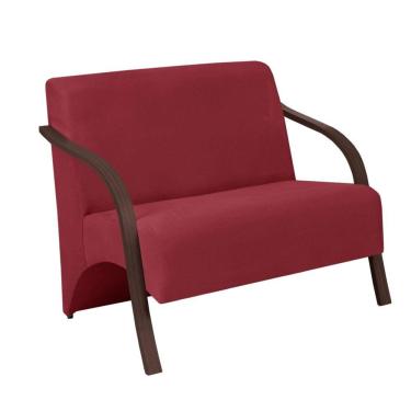 Imagem de Poltrona 2 Lugares Vênus Suede Braço Madeira Bordô