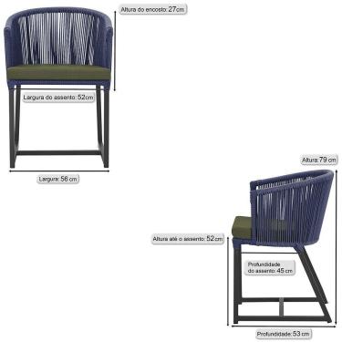 Imagem de 8 Cadeiras De Jantar área Noronha Preta E13 Trama Original Azul