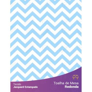 Imagem de Toalha de Mesa Redonda em Tecido Jacquard Estampado Chevron Azul Bebê,