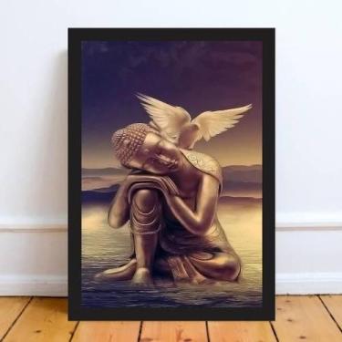 Imagem de Quadro Decorativo Zen Buda Da P 33X24Cm Moldura Preta - Quadros On-Lin