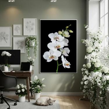 Imagem de Quadro Decorativo Orquídea Ânfora 70X50Cm Mold Branca - Quadros On-Lin