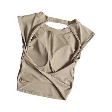 Imagem de Camiseta Esportiva Feminina Sexy Sem Costas, Secagem Rápida, Modelador