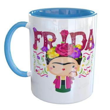 Imagem de Caneca Porcelana Frida - Pense Canecas, Azul Claro