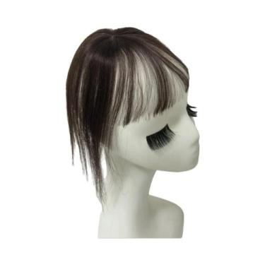 Imagem de Franja De Cabelo Humano Preto Natural 360 graus Clipes De Cobertura Pa