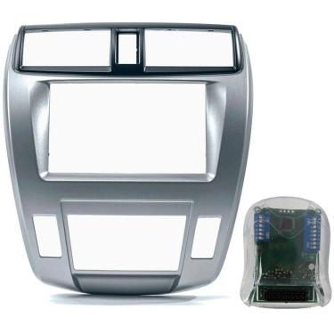 Imagem de Moldura De Painel 2 Din + Interface Comando de Volante Honda City Ar Digital 2009 à 2014 