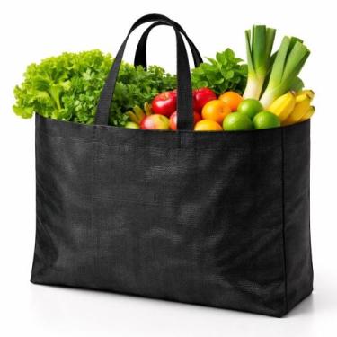 Imagem de Sacola de Feira Nylon Grande PRETO 45cm x 35cm x 22cm Com alça de Cada