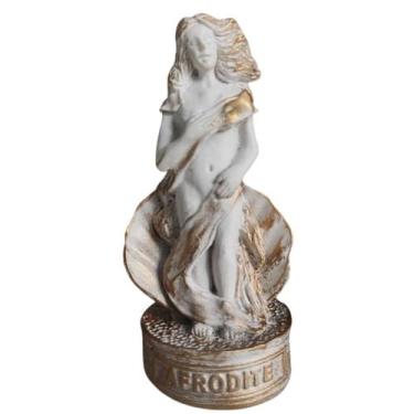 Imagem de Escultura Deusa Afrodite Branca e Dourada 10cm em Resina - Lua Mística