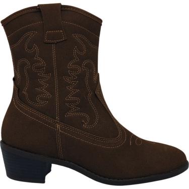 Imagem de Bota Feminina Texana Casual Dia a Dia Passeio Festa Cano Curto Salto Bloco Baixo Com Zí...