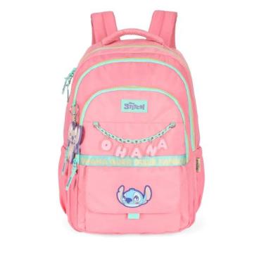 Imagem de Mochila Costas Porta Notebook Stitch Ohana Cor Salmão - Luxcel, Salmão