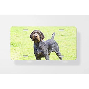 Imagem de Ponteiro alemão Wirehaired placa capa para carro – Capa para placa de carro – Capa para moldura de placa de carro 15 x 30 cm