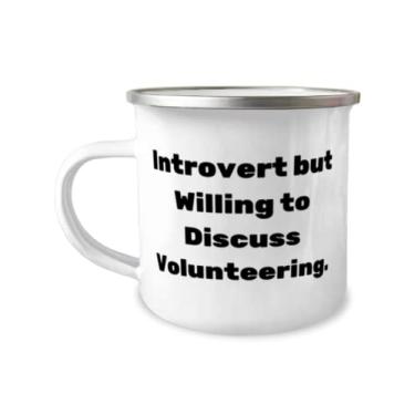 Imagem de Perfeito presente de voluntariado, Introvert, mas discutir voluntariado, feriado motivacional 355 ml Caneca de acampamento de amigos