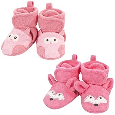 Imagem de Hudson Baby Botas unissex de lã de animais para bebês, pacote com 2, coruja, raposa rosa, 6 a 12 meses