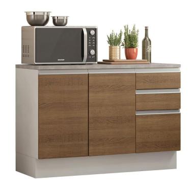 Imagem de Balcão de Pia Glamy 2 Portas 3 Gavetas Branco/rustic Madesa