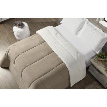 Imagem de Coberdrom Queen Maya Dupla face Manta e Sherpa 1pç - Cáqui