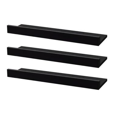Imagem de Kit 3 Prateleiras Porta Quadros 70 x 10cm Preta Suporte Invisível