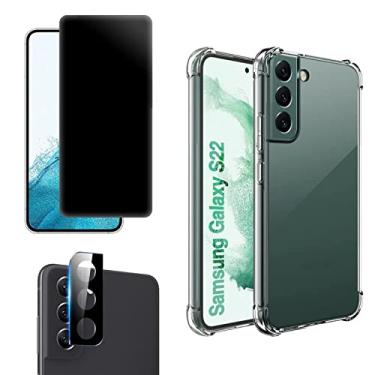 Imagem de Kit Capa Case Silicone Compatível com Galaxy S22 + Película Privacidade + Película Câmera