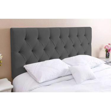 Imagem de Cabeceira Casal 138  - Bello Box - Estilo Capitonê  Suede Cinza Sem Strass