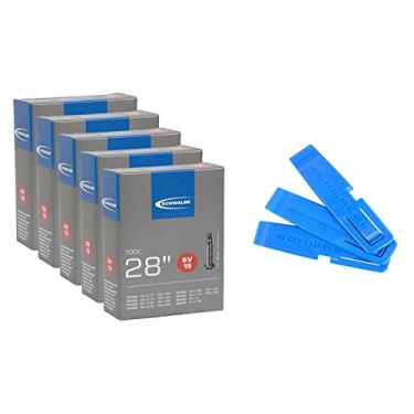 Imagem de SCHWALBE Tubos de Bicicleta SV 15 700x18-25 Válvula Presta 40 mm Tubo de Bicicleta Super Valor Pacote com 5 tubos SV15 e 3 alavancas de pneu)