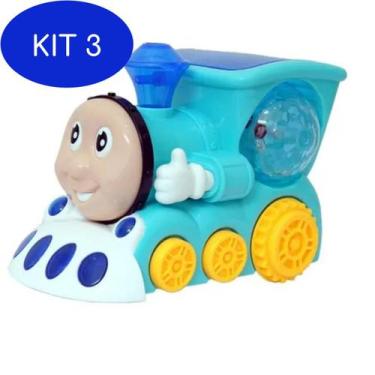 Imagem de Kit 3 Brinquedo Trem Thomas Trenzinho Infantil Luz Som Bate - Big Toy