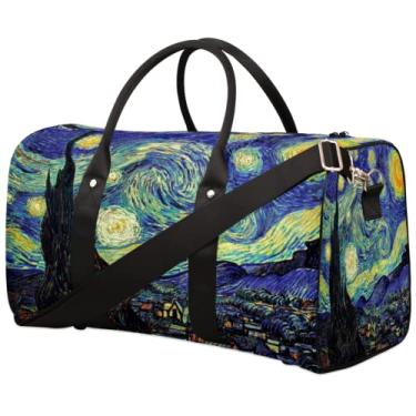 Imagem de Bolsa de viagem, bolsa de ginástica esportiva à prova d'água bolsa de fim de semana bolsa de viagem para pernoite bolsa esportiva para mulheres e homens, Noite estrelada, One Size
