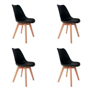Imagem de Conjunto com 4 Cadeiras Saarinen Wood Preto