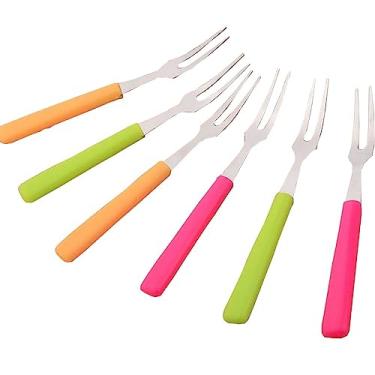 Imagem de Mini 6 Garfinhos Coloridos Para Fondue Petiscos 10cm