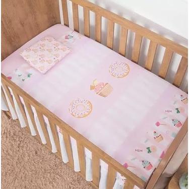 Imagem de Jogo de Lençol Berço Bebê 3 peças Personagem Infantil (Cupcake)