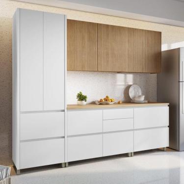 Imagem de Cozinha 5 Peças 8 Portas E 7 Gavetas Rainha 100% Mdf Branco/Marrom