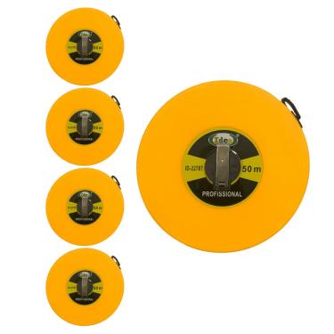 Imagem de Kit 5 Trena Fita Métrica 50 Metros Fibra Vidro Profissional