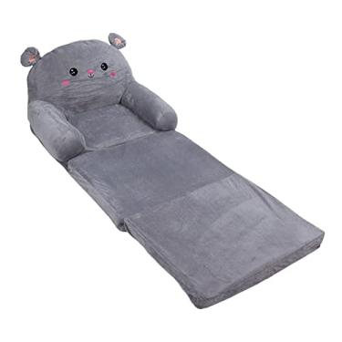 Imagem de Sofá Infantil Dobrável, sofá Conversível 2 Em 1 Infantil para Espreguiçadeira, sofá Aberto, Cadeira Dobrável para Espreguiçadeiras, Mouse Cinza de Desenho Animado (3 camadas)