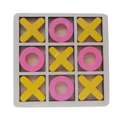 Imagem de shamjina Tic tac toe engraçado jogo de mesa artesanal jogo de família clássico xoxo jogo de tabuleiro de xadrez para goody saco enchimentos adultos famílias, Amarelo Rosa