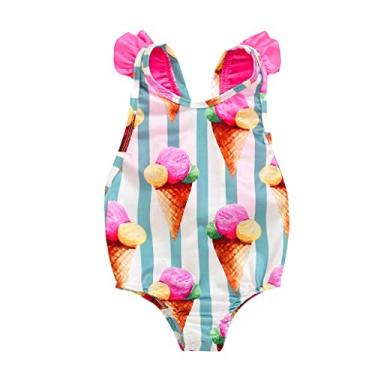 Imagem de Mercatoo Biquíni listrado infantil biquíni praia meninas traje de banho com babados verão crianças meninas roupas de banho meninas roupas de banho meninas, rosa, 3-4 Anos