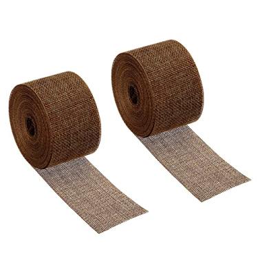 Imagem de PATIKIL Fita de tecido de serapilheira de 2 polegadas de largura, 2 pacotes de rolo de artesanato de juta natural para casa faça você mesmo, guirlanda de casamento, decoração de Natal marrom