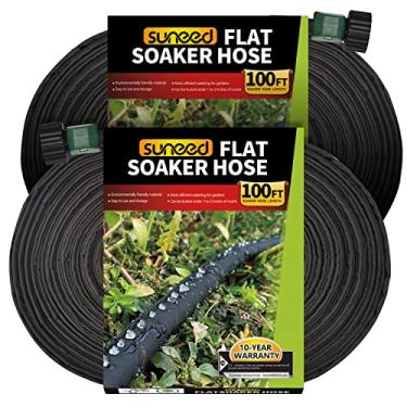 Imagem de Suneed Mangueiras planas de imersão para jardim 30,5 m, pacote com 2, mangueira de imersão de pano de 61 m para irrigação eficiente e eficaz – Mangueiras de gotejamento de imersão de jardim