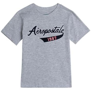 Imagem de AEROPOSTALE Camiseta para meninos - Camiseta infantil de algodão de manga curta - Camiseta clássica com gola redonda estampada para meninos (4-16), Cinza, 7