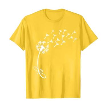 Imagem de Camiseta feminina bonita gola V girassol flores silvestres gráfico casual estampado camiseta manga curta feminina, Amarelo, M