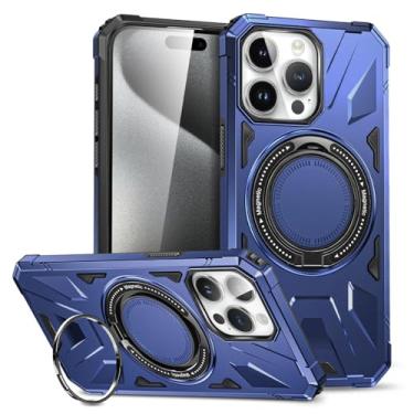 Imagem de Para iPhone 15 14 11 13 12 Pro Max Capa de suporte giratório magnético resistente à prova de choque Capa de suporte de anel de metal, T2, para iPhone 15Pro Max