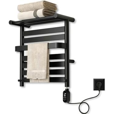 Imagem de Toalheiro radiador, toalheiro elétrico 380W, toalheiro radiador com LED e APP, toalheiro elétrico com temporizador e termostato aquecedor de fibra de carbono